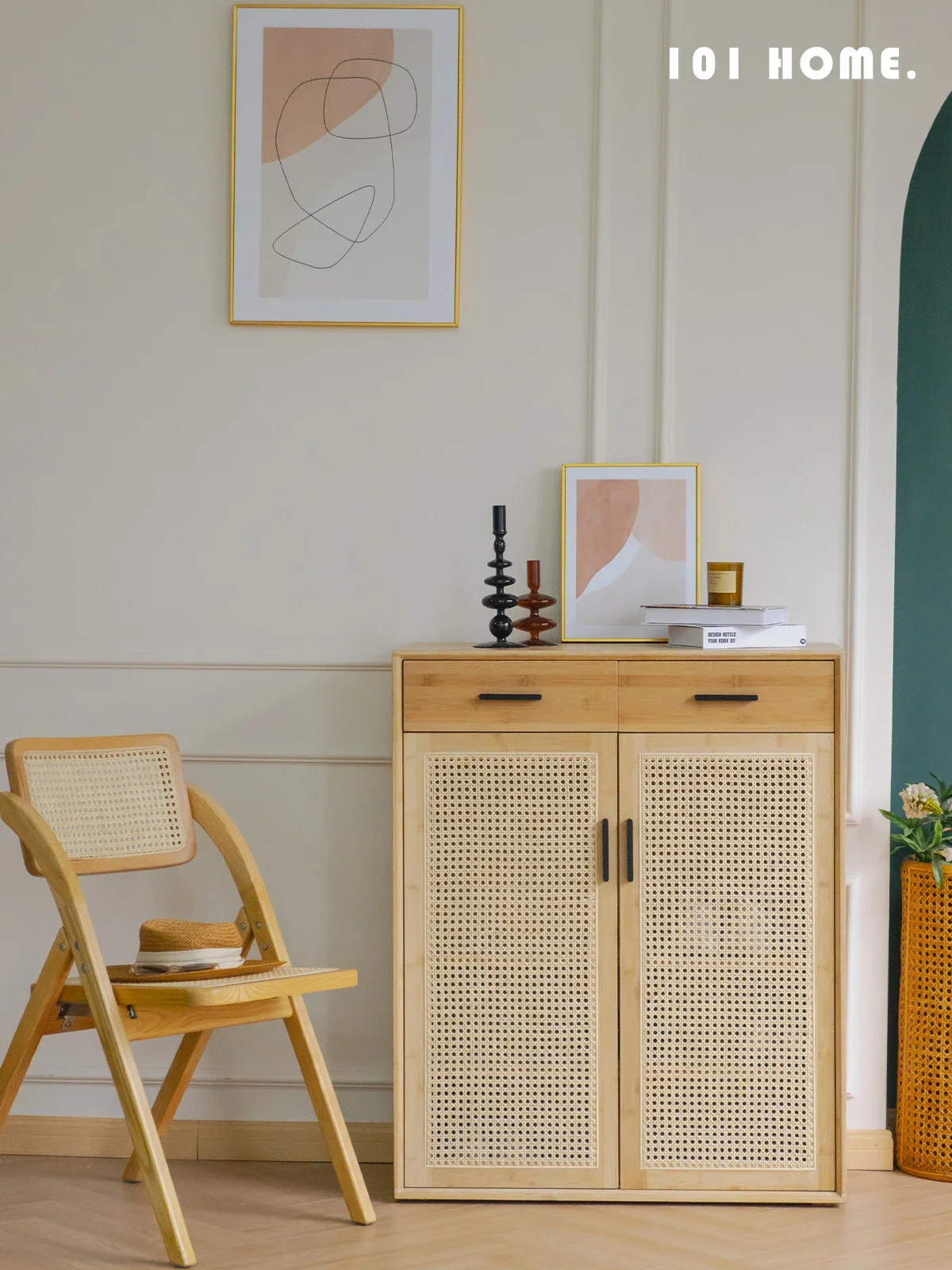 

XL Shoe Cabinet Home Doorway Home Entrance Cabinet Integrated Wall-Mounted Large Capacity Rattan Storage Cabinet