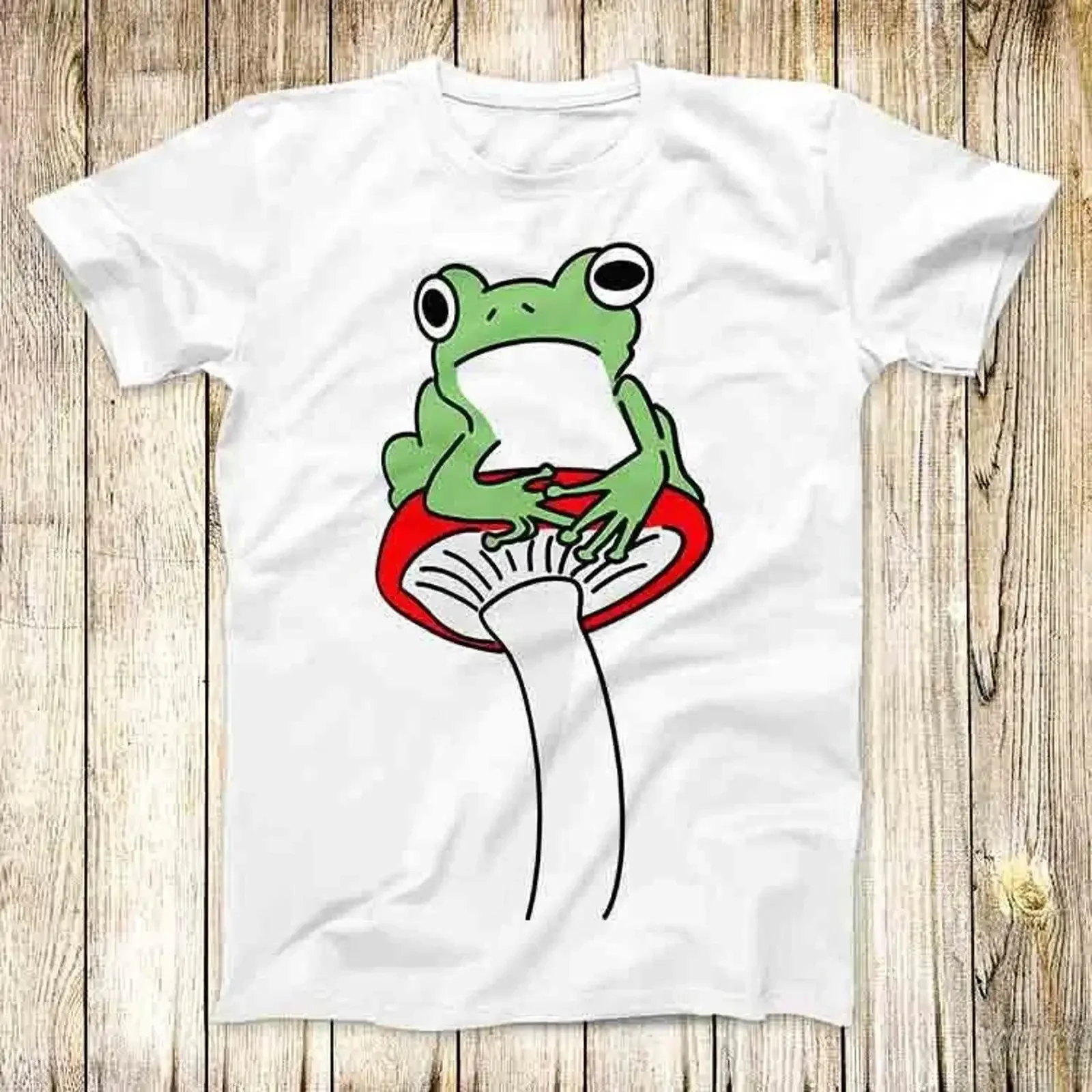 Фото Футболка Frosch Zauberpilz Pilze Kröte Meme Top 7562, винтажная, мягкая, дышащая, модная, унисекс, с графическим принтом, универсальная. №1
