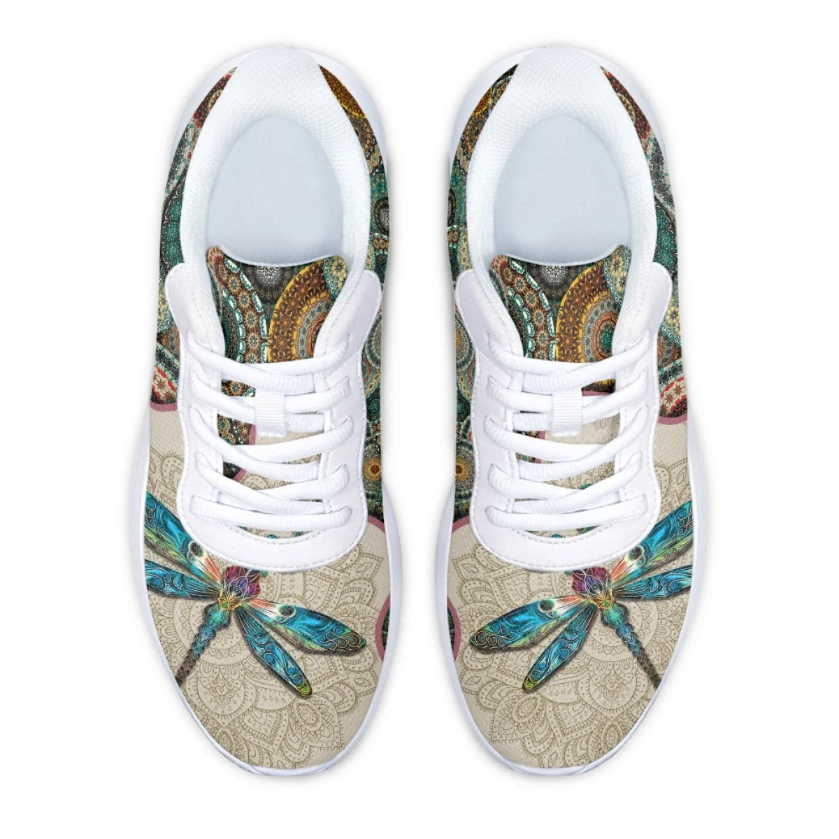 Дышащая мягкая женская повседневная обувь с принтом мандалы и стрекозы