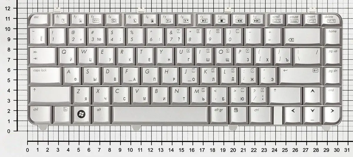 Клавиатура для HP Pavilion dv5 1021et серебристая|Клавиатуры замены| |
