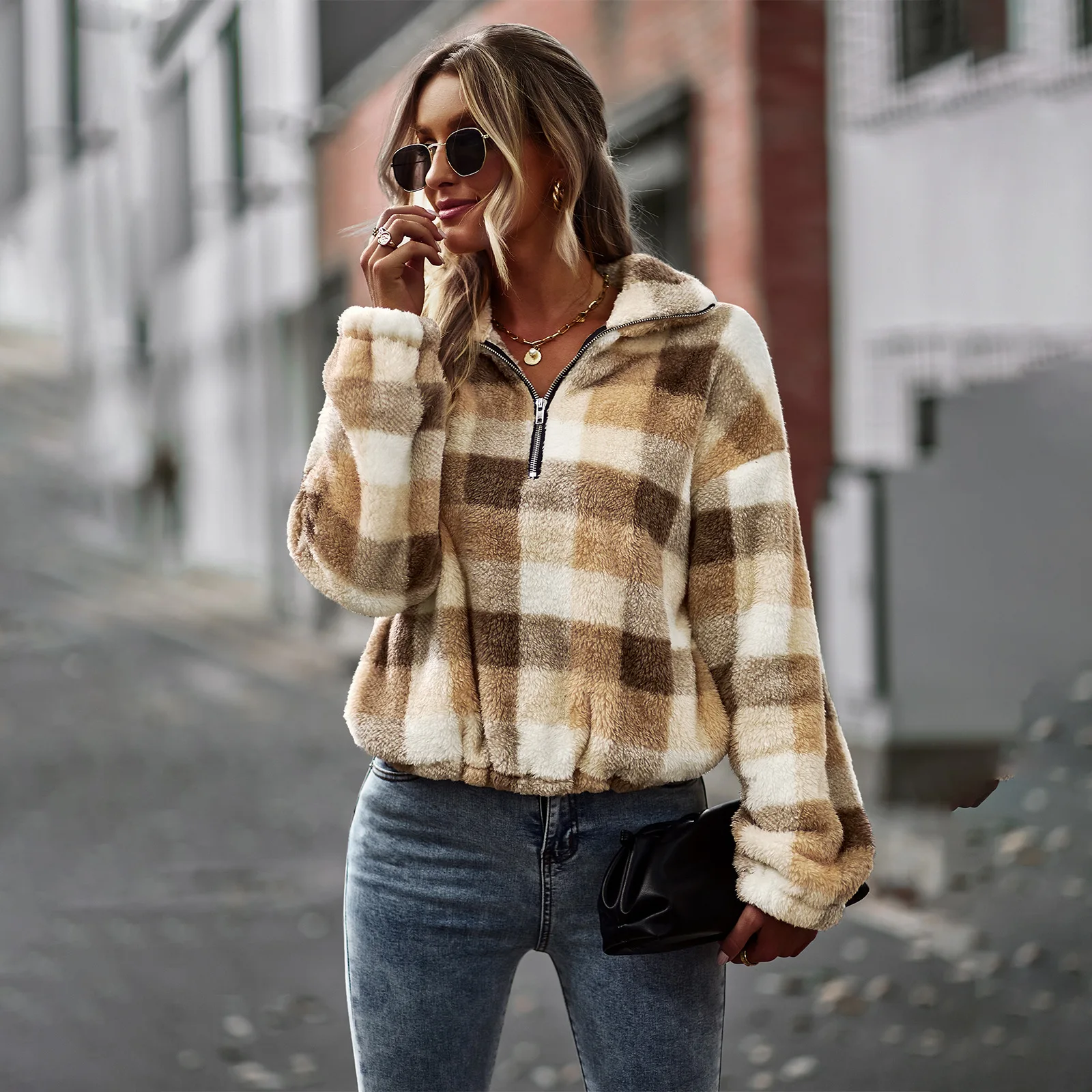 

Женский вязаный свитер на осень и зиму 2022, повседневный темпераментный теплый пуловер на молнии с высоким воротником и длинным рукавом D2237024