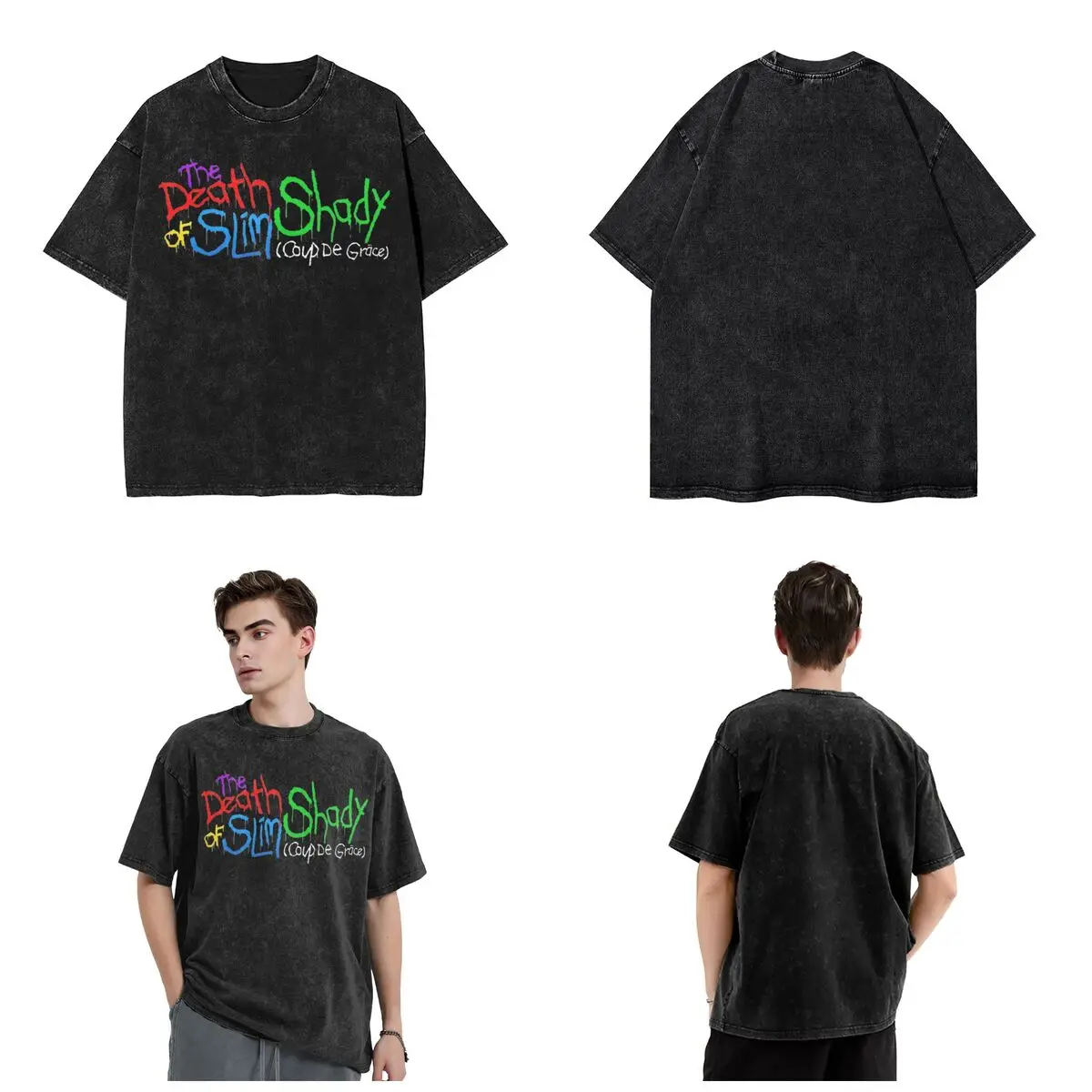 Футболка Мужская/Женская промытая с принтом The Death Of Slim Shady Eminem уличная одежда в