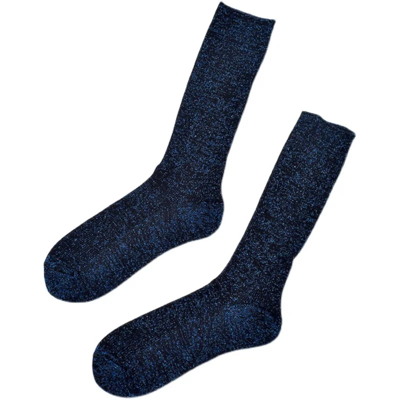 3 pairs luxurious sexy flash socks Korean fashion filigree socks solid color thick women's long socks