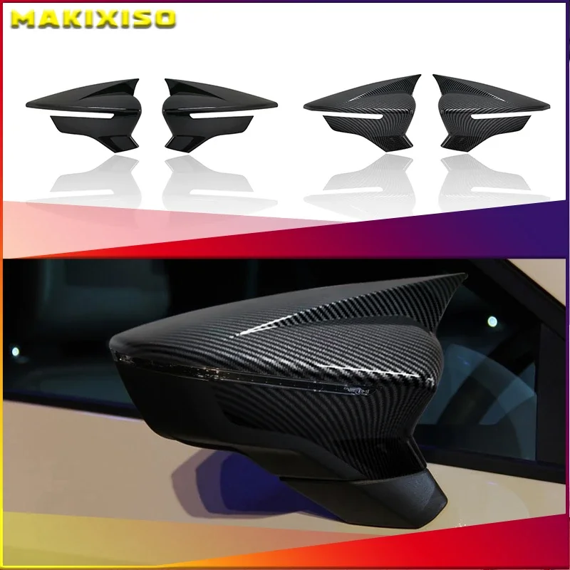 

2 Pieces High Quality ABS Plastic Bat Style Mirror Covers Caps RearView Cover Piano Black For Seat Leon MK3 MK3.5 2013-2019