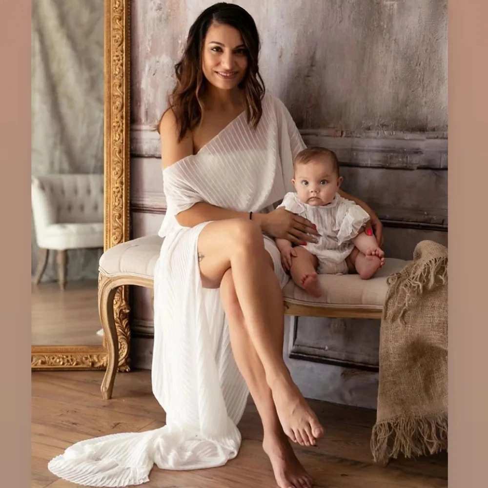 Элегантное платье для беременных детского душа - плиссированное фотосессии на