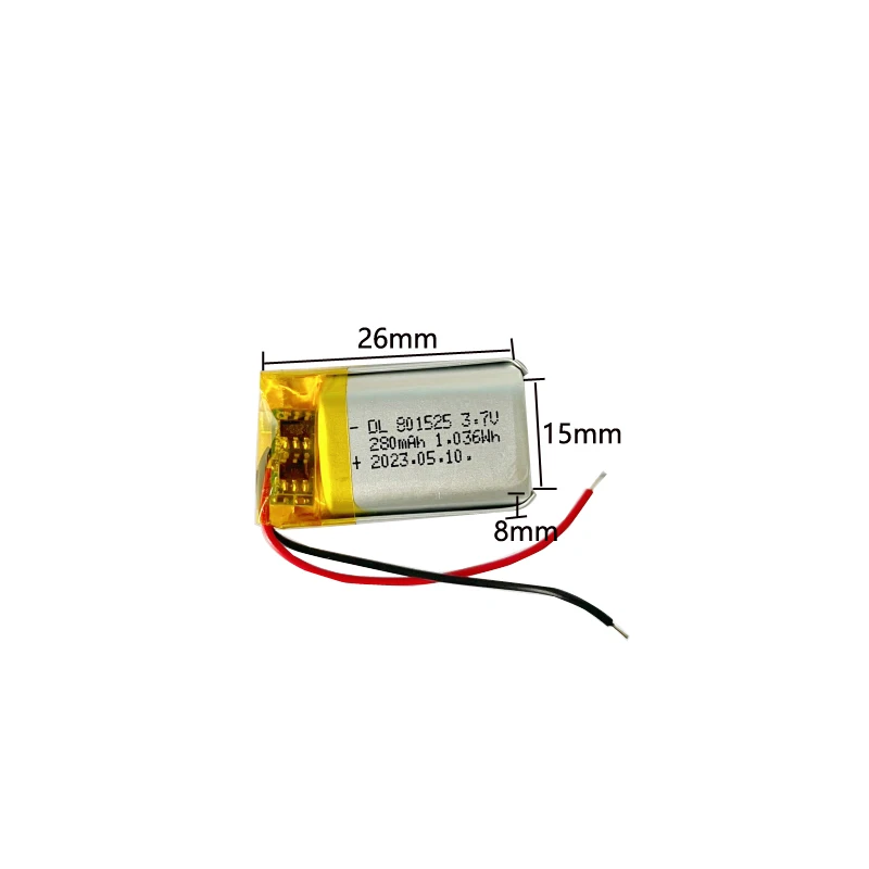 

801525 3.7v 280mah Polymer Lithium Battery For Lunar Lamp Electric Massage Instrument Mini Portable Bluetooth Wireless Device Li