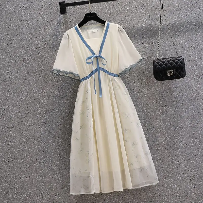 

Размера плюс традиционное китайское модифицированное платье Hanfu, Женская одежда оверсайз 2023, летняя элегантная нежная повседневная одежда