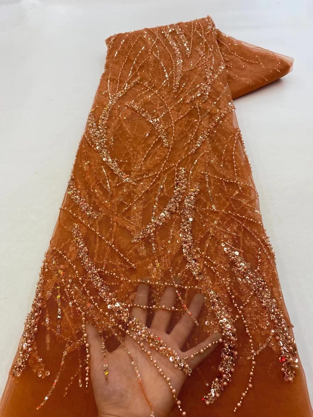 

Африканские блестки, кружевная ткань 2023, высококачественный нигерийский французский Тюль ручной работы с бисером для свадебного платья xz5525