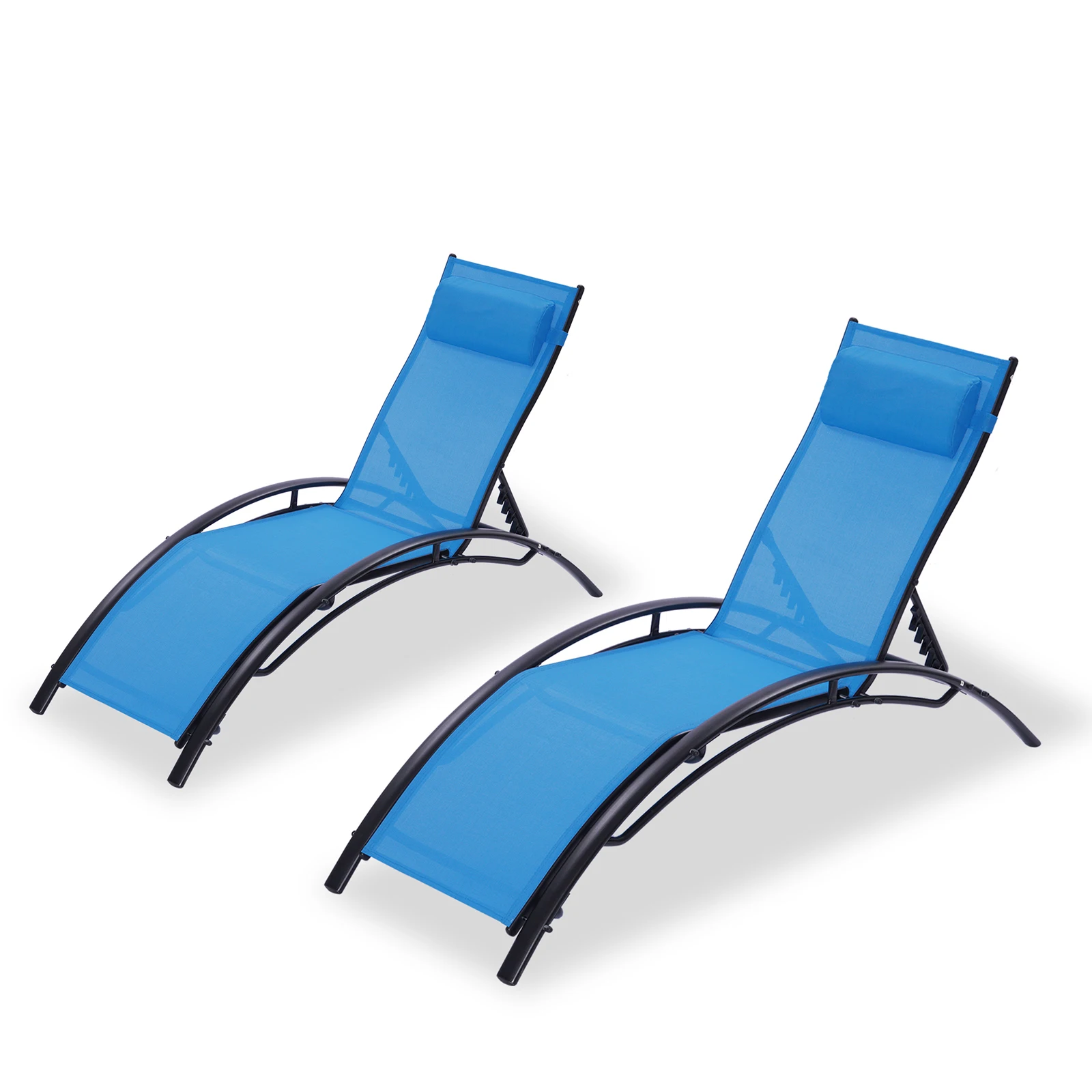 

2PCS Set Chaise Lounges Outdoor Lounge Chair Lounger Recliner Chair For Patio Lawn Beach Pool Side Sunbathing