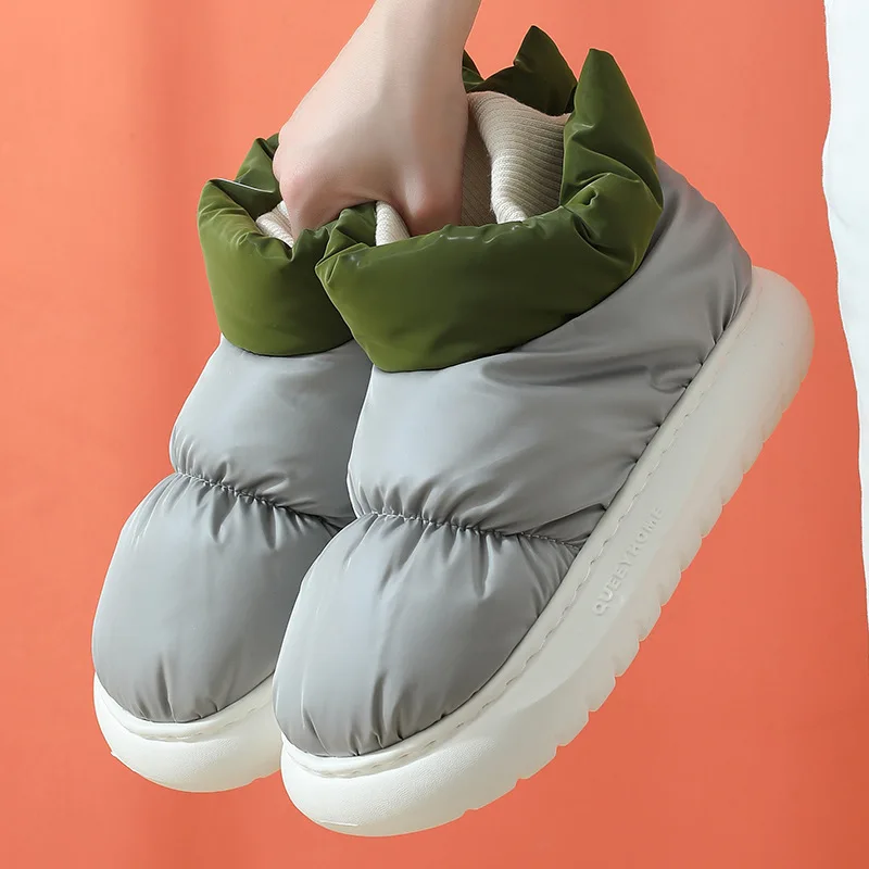 

Suihyung/зимние женские домашние хлопковые тапочки; Новинка; Водонепроницаемая обувь на плоской подошве; Женские домашние тапочки для влюбленн...