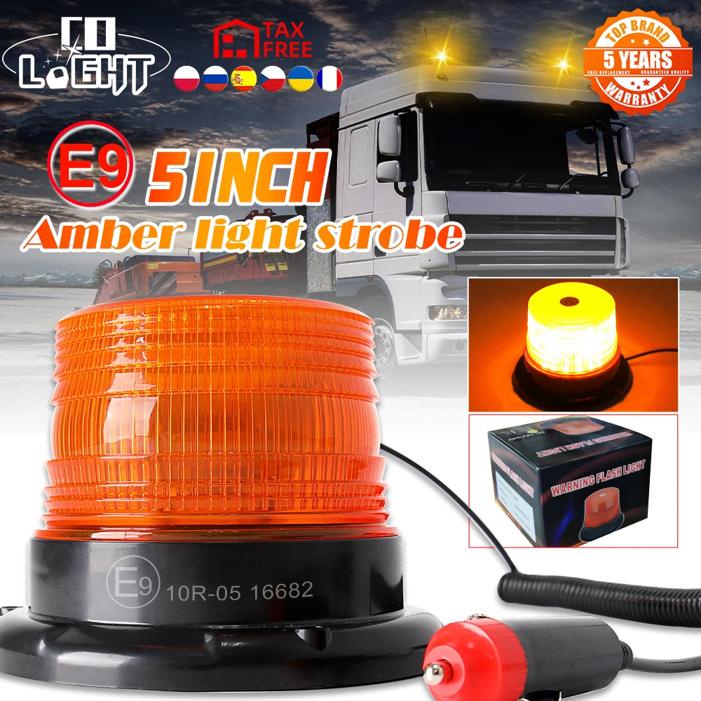 

CO LIGHT 5 inch Led Warning Light Car Emergency Light DOT E9 Signalling Flashing Strobe Traffic Car Police Amber Lamp 12V 24V