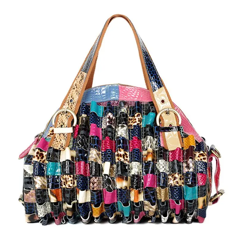 

Bag New snakeskin leather handbag Women's bag Large capacity personalized stitching messenger shoulder bag Middle-aged mother