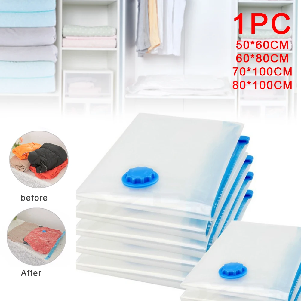 

Vacuum Bag for Clothes Storage Bag Transparent Border Folding Compressed Organizer With Valve Travel Space Saving Seal Packet