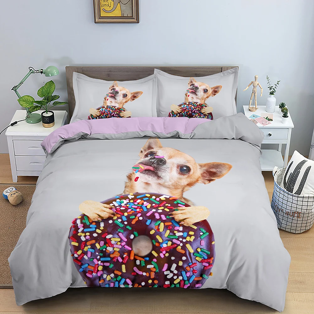 

High Quality 3D Dog Duvet Cover Luxury Animal Bedding Set 2/3pcs 135x200 Single Size Kids Four Seasons Quilt Cover Pillowcase