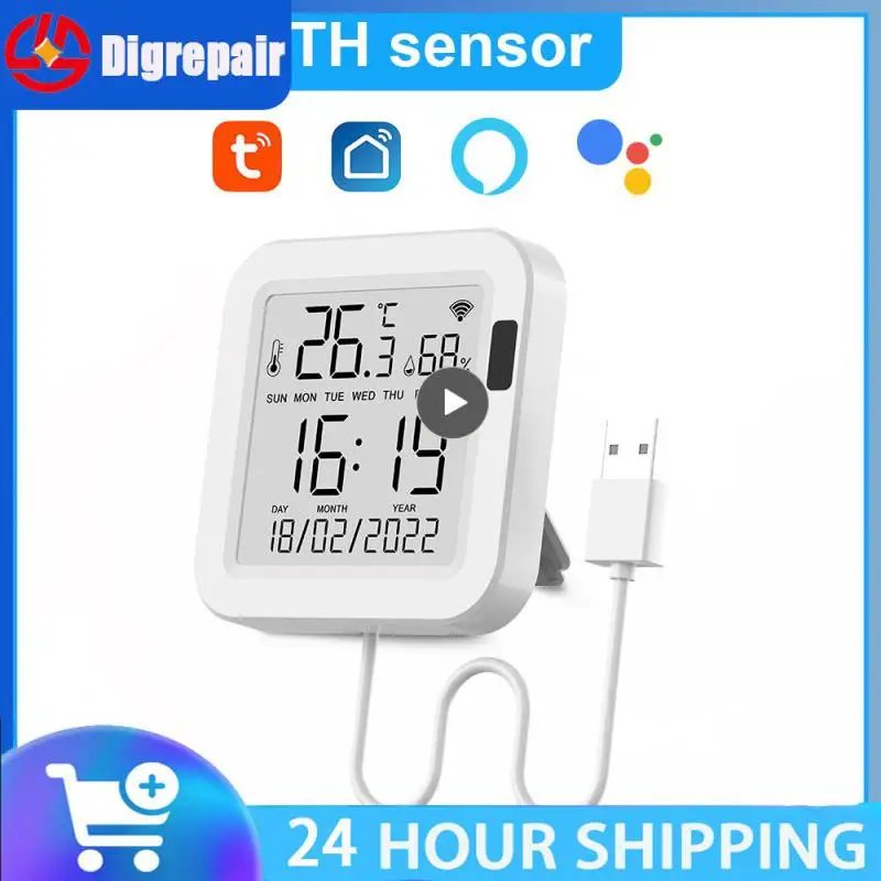 

Usb Power Remote Monitoring Switch Time Wifi Temperature Sensor With Lcd Screen Display Tuya Humidity Sensor Intelligent Linkage