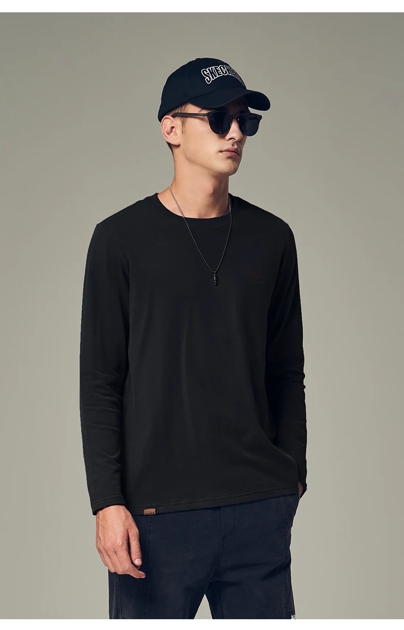 

6571 European and American simple round neck bottoming shirt men's creative embroidery cotton long-sleeved T-shirt men