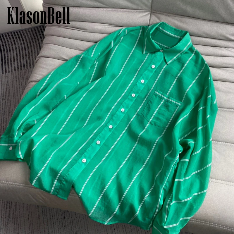 

7.8 KlasonBell Fashion Striped Batwing Sleeve Loose Comfortable Midi Shirt Women