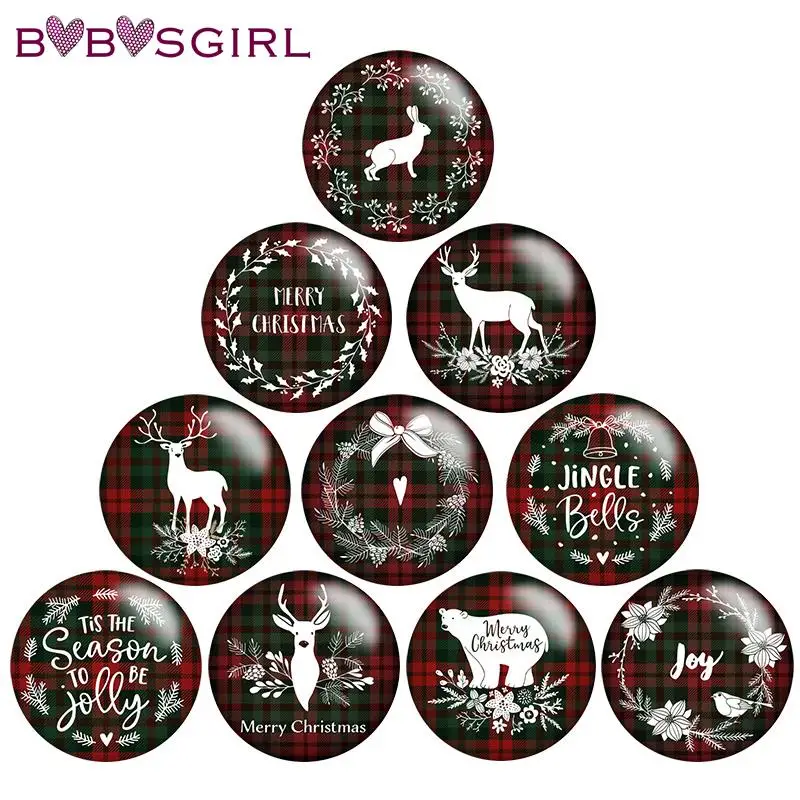 

Christmas Deer Bear Lattice Pattern Round Photo Glass Cabochon 10mm-40mm Demo Flat Back Making Findings SS8660