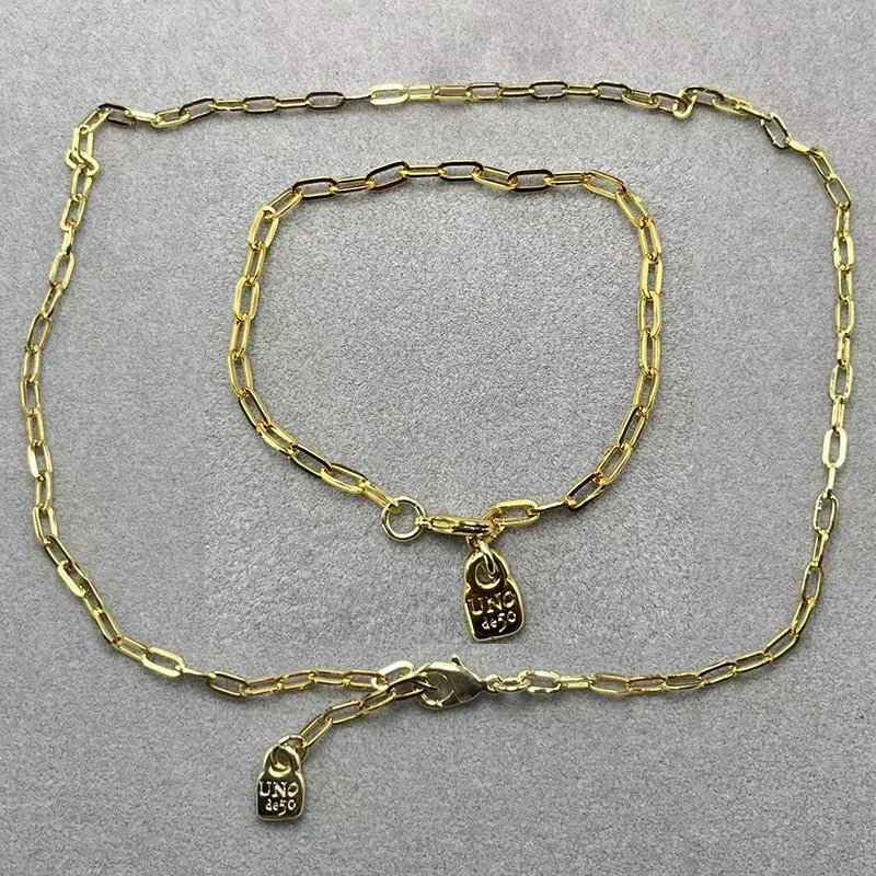 Роскошный 2024 Испания UNOde милый и универсальный золотой маленький браслет с