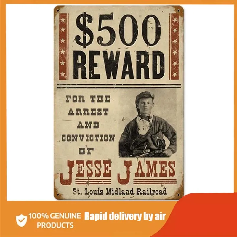 

Wanted Jesse James Metal Tin Sign Wall Art Decor for Living Room Vintage Art Coffee Bar Signs Home Decor Gifts Decoration Retro