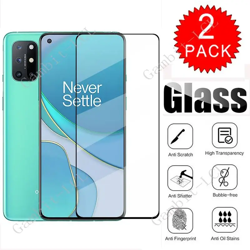 2PCS 9H HD For OnePlus 8T 6.55" Screen Protector Full Glue Tempered Glass Protective Cover Film On OnePlus8T KB2001, KB2000