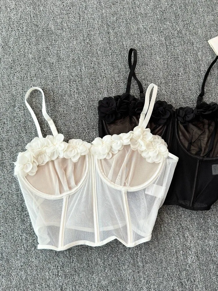 Френч-слинг с трехмерным цветочным рисунком сетчатая прозрачная слинг запахом