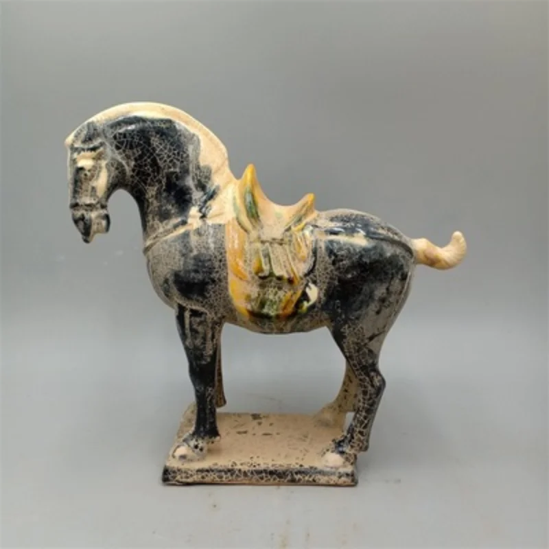 

Изысканный черный Глазурь лошади орнамент с ретро Танг три цвета