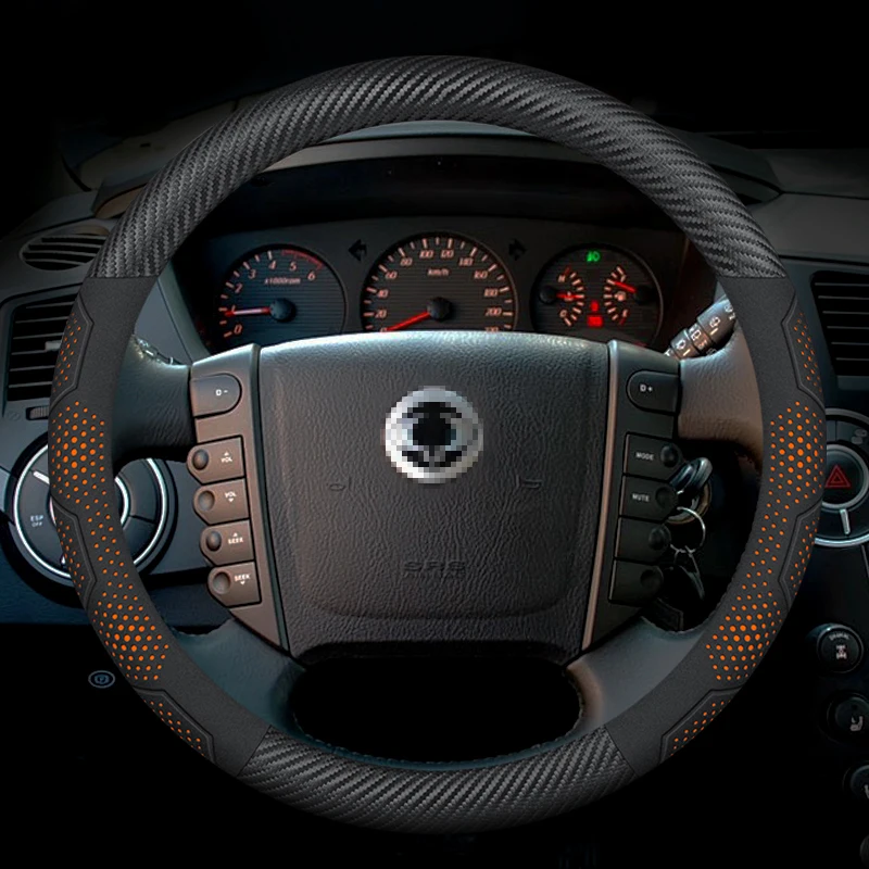 

SsangYong Kyron Rexton Episodelio Actyon korando Rodius Musso Углеродное волокно Замшевый кожаный чехол на руль автомобиля Автоаксессуары