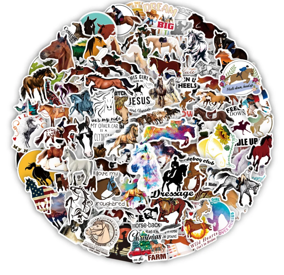 

100pcs Equestrian sport Graffiti Stickers Decal Waterproof Laptop Skateboard Guitar Phone Bike Wall Car DIY Sticker