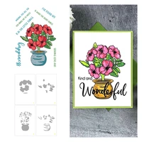 arrival new 2022 potted hibiscus stencil and stamps scrapbook diary decoration embossing template diy greeting card handmade
