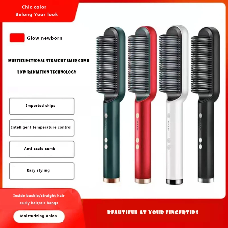 

Hair Straightener Curler Brush Men Beard Brush Professional Heated Hair Comb Hair Iron Styling Tool for Women