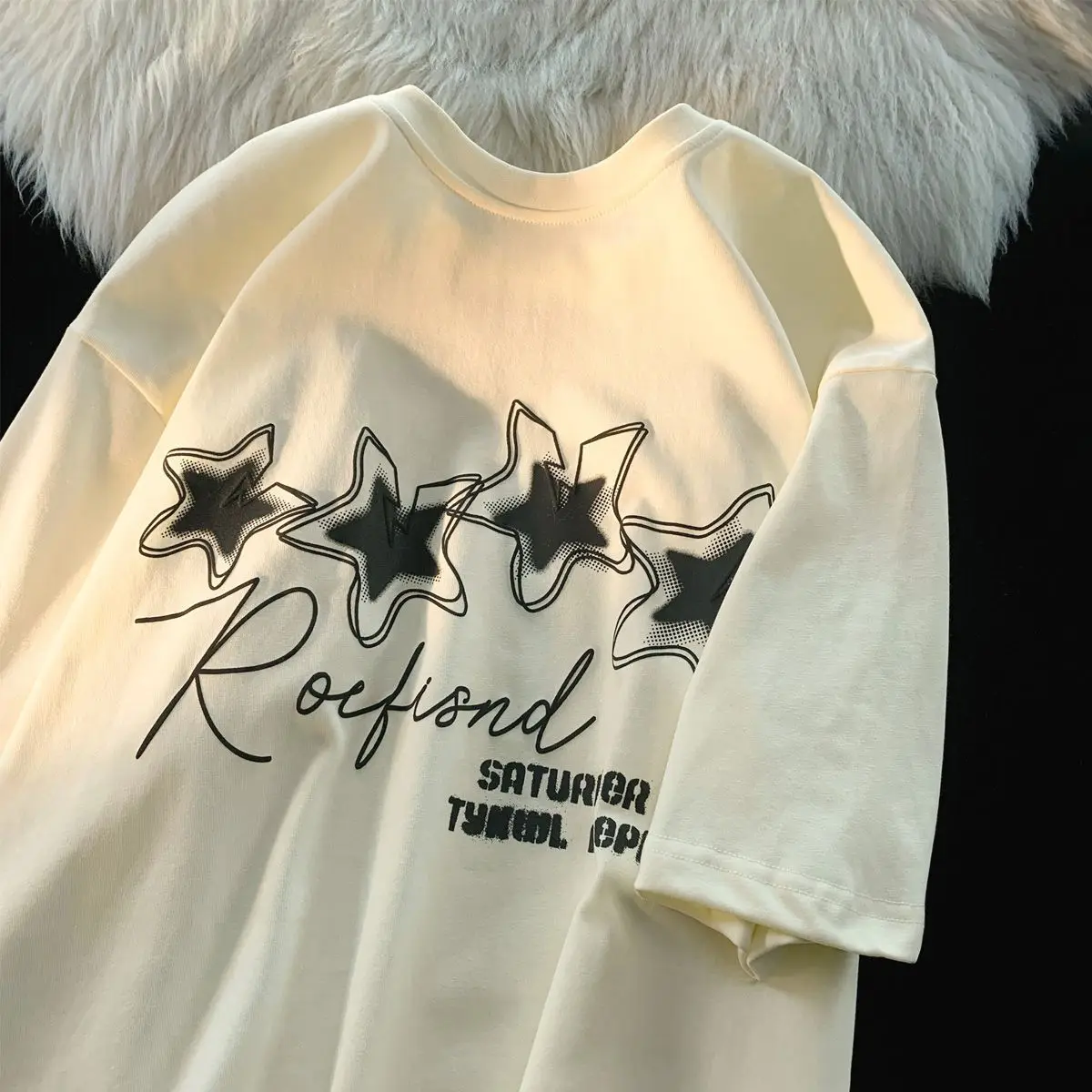 

Personalized trend American retro printed graphic T-shirt Summer men and women retro couple casual short sleeved hip-hop top