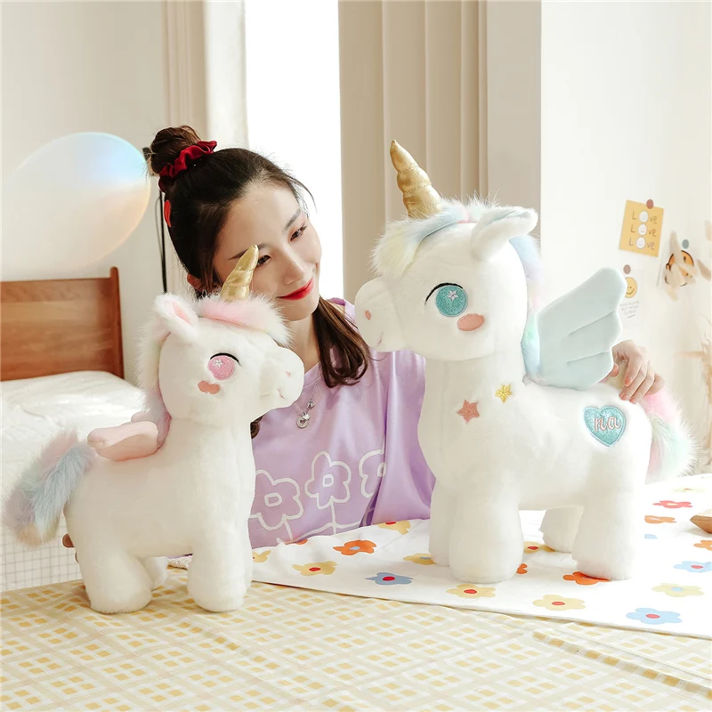 

1pc 25-55 CM Fantastic Unicorn Plush Toy Rainbow With Wings Stuffed Unicornio Doll Toys for girl Children Birthday Gift Pillow