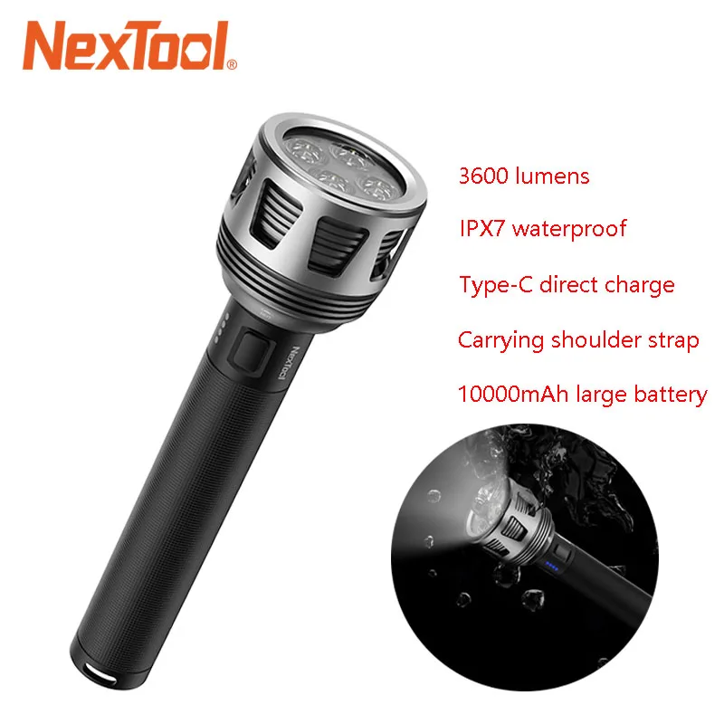 

NexTool Glare Flashlight 10000mAh Portable Rechargeable Flashlight 3600lm/450m 5 Modes IPX7Waterproof Seaching Torch for Camping