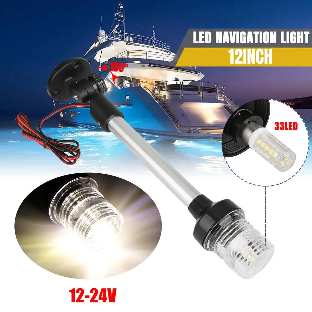 

12V DC Adjustable Marine Boat Pontoon Light 33 Led 4500k Navigation Anchor-Pole Lamp 360-degree Yacht Parking Allround Lights