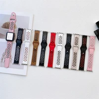 genuine leather soft breathable watch strap for apple watch series 7654se321 stylish simplicity colorful strap
