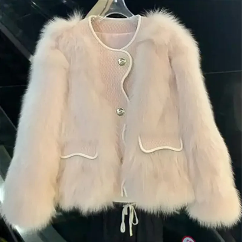 Темпераментное пальто из искусственного лисьего меха женская зима 2025 новая