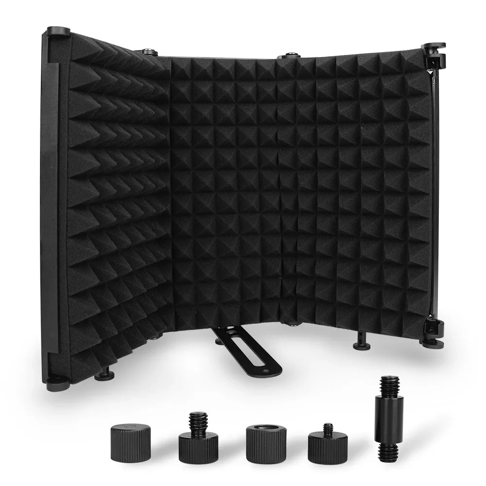 

Studio Microphone Isolation Shield 3/5 Planes Foldable Mic Shield Foam Mic Shield Plate for Broadcast Microphone Accessories