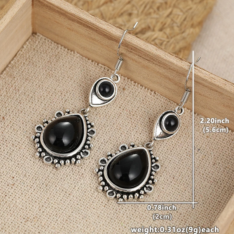 Винтажные серьги-капли с черным камнем ювелирные изделия геометрические