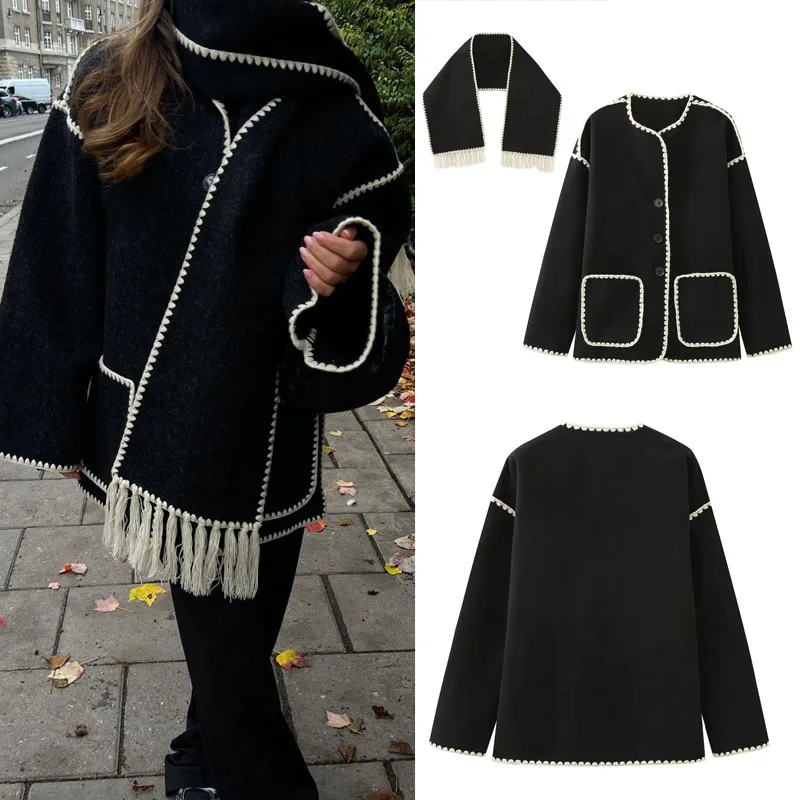 

Куртка женская твидовая демисезонная, оверсайз, на осень