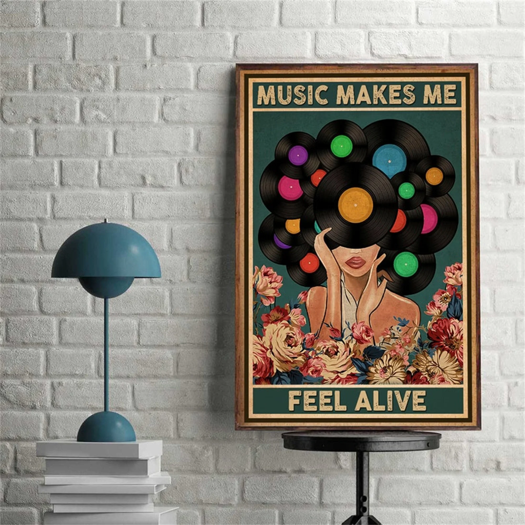 

Music Makes Me Feel Alive Poster Musician Art Print Music Lovers Gift Vintage Vinyl Wall Art Painting Home Decor Canvas Pictures
