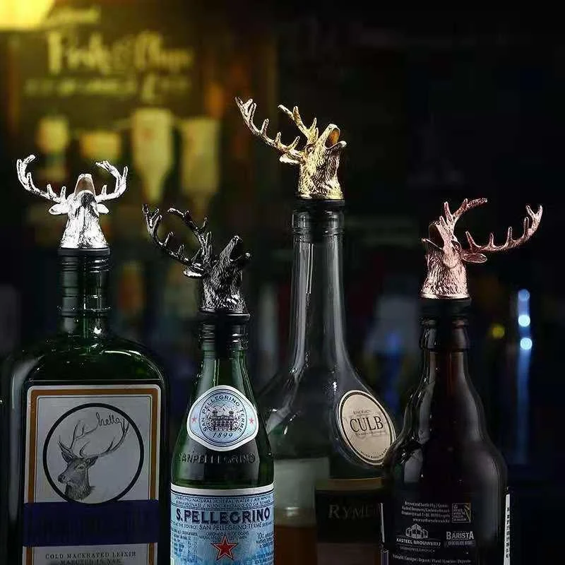 1Pcs Jagermeister Wine Pourer Zinc Alloy Deer Elk Lion Bull Wine Stopper Drinks Bar Tools Night Club Bar Accessories