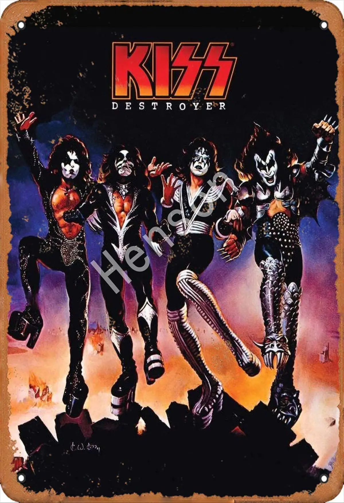 

Kiss Destroyed Vintage Tin Sign Art Iron Painting Rusty Poster Decoration Aluminum plaque
