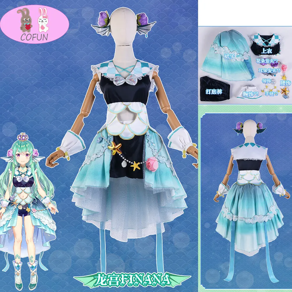 

CFUN Vtuber Nijisanji Finana Ryugu Game Suit Dragon Scale Printed Uniform Cosplay Costume Halloween Party Outfit Women Anime