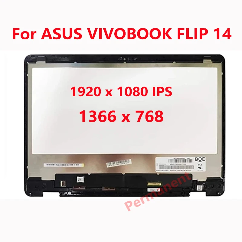 

IPS WITH FRAME For ASUS VIVOBOOK FLIP 14 TP401 TP401C TP401N Matrix Touch Digitizer Assembly 14 INCH LCD LED SCREEN
