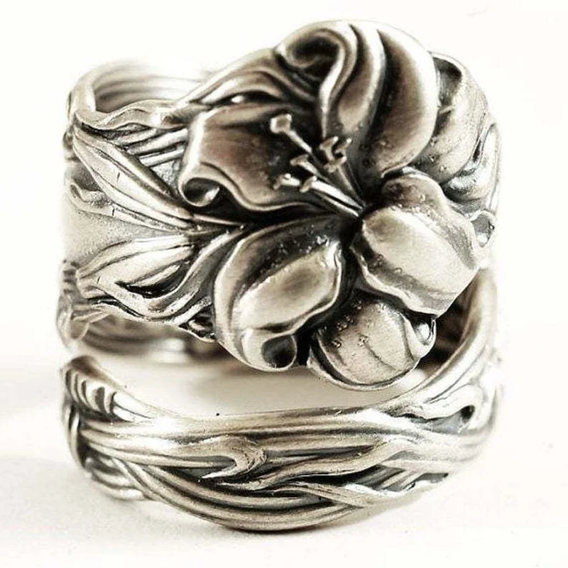 

New fashion dark flower ring flowers bloom women's engagement ring Christmas gift