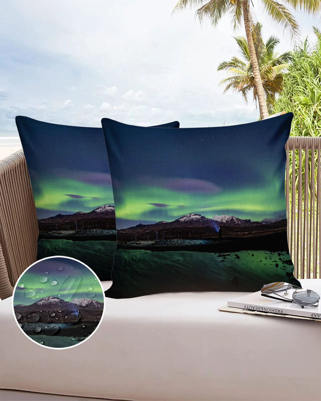 

Alaska Aurora Aurora Night Stars Home Sofa Pillowcase for Living Room Balcony Glasshouse Decor Office Cafe Wrist Cushion Cover