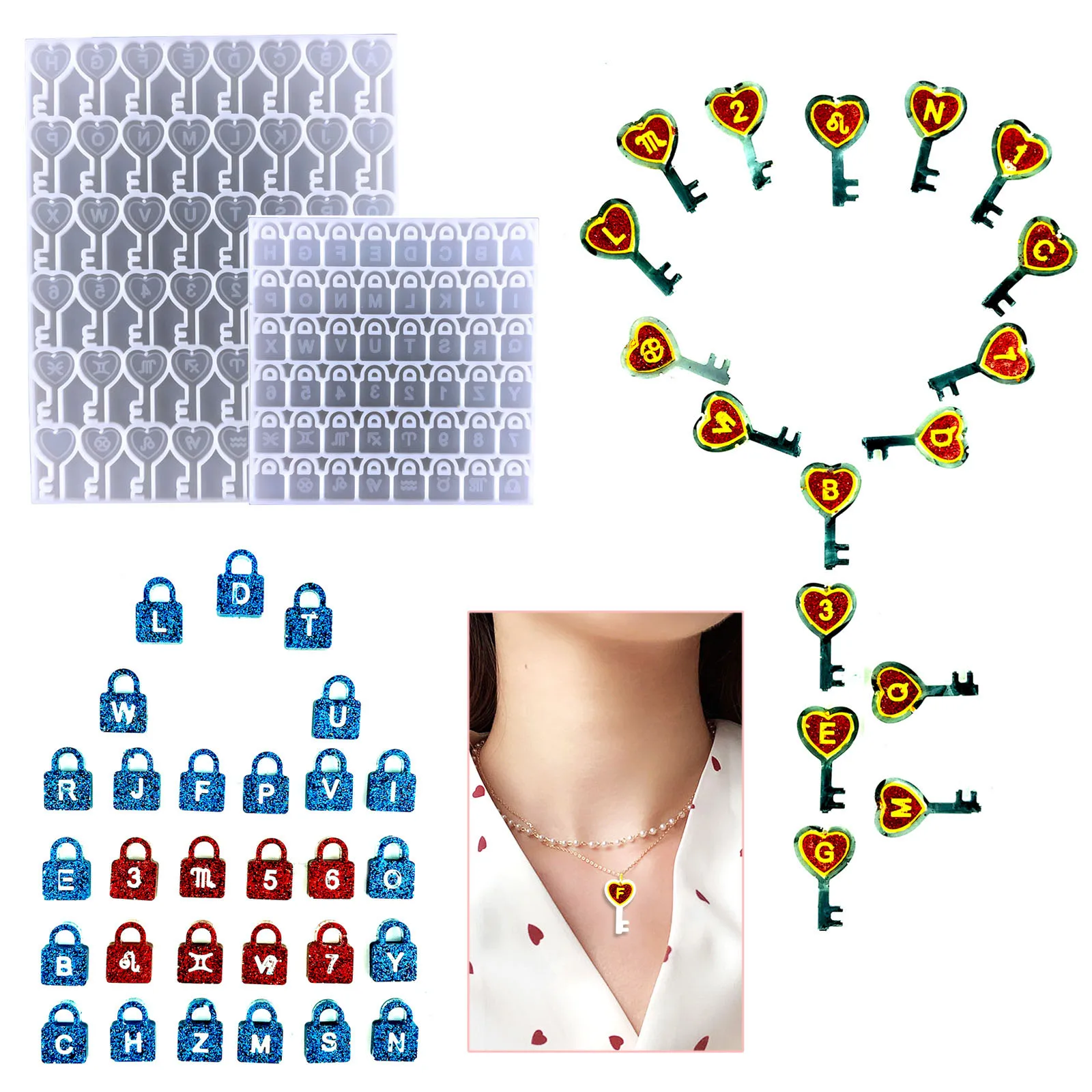 

Alphanumeric Key Shape Constellation Bracelet DIY Combination Crystal Epoxy Mould Mirror Decorative Silicone Mould