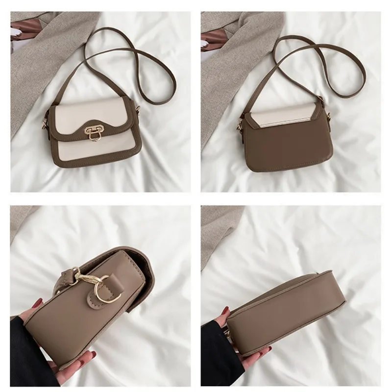 

PU Leather Fashion Handbags Shoulder Bags for Women Simple Crossbody Bag Casual Contrast Color Bag Purses and Handbag Bolsas New