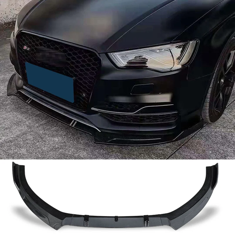 Front Bumper Spoiler Protector Lip Body Kit Carbon Surface Decorative Strip Shovel Splitter for Audi S3 A3(S-line) 2014 2015